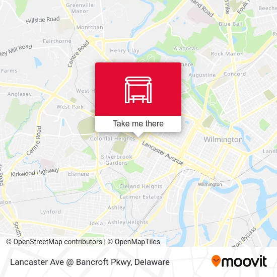 Mapa de Lancaster Ave @ Bancroft Pkwy