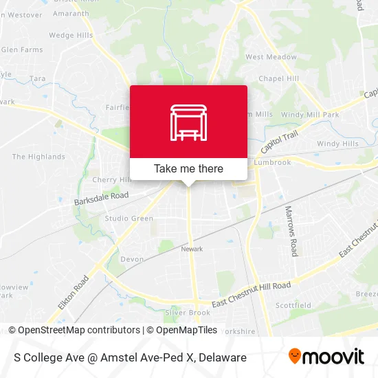 Mapa de S College Ave @ Amstel Ave-Ped X