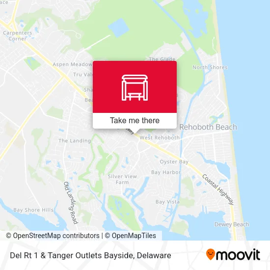 Mapa de Del Rt 1 & Tanger Outlets Bayside
