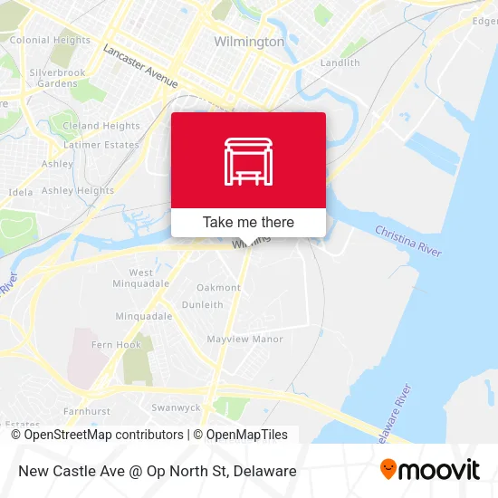 New Castle Ave @ Op North St map