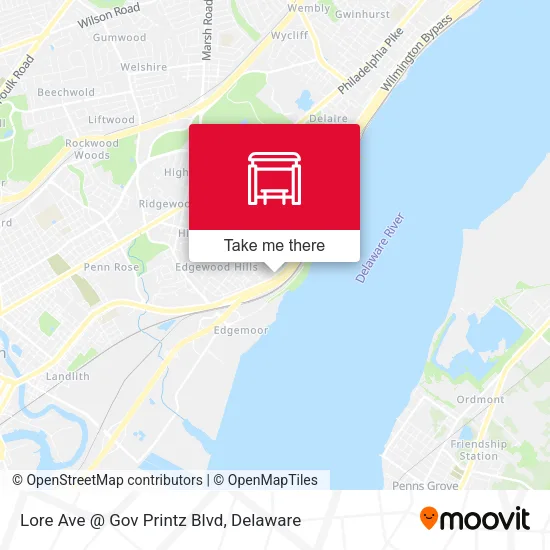 Mapa de Lore Ave @ Gov Printz Blvd