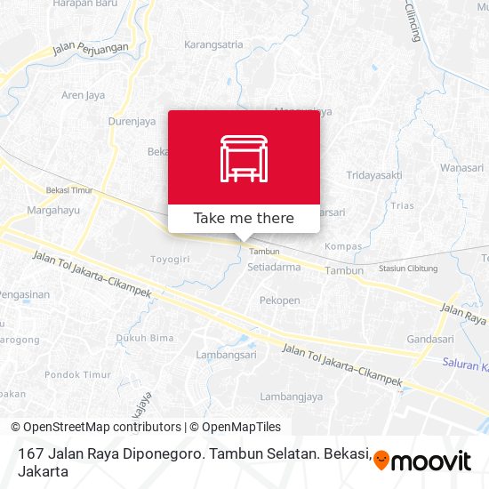 167 Jalan Raya Diponegoro. Tambun Selatan. Bekasi map