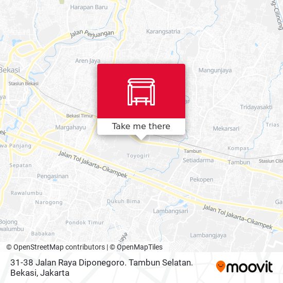31-38 Jalan Raya Diponegoro. Tambun Selatan. Bekasi map