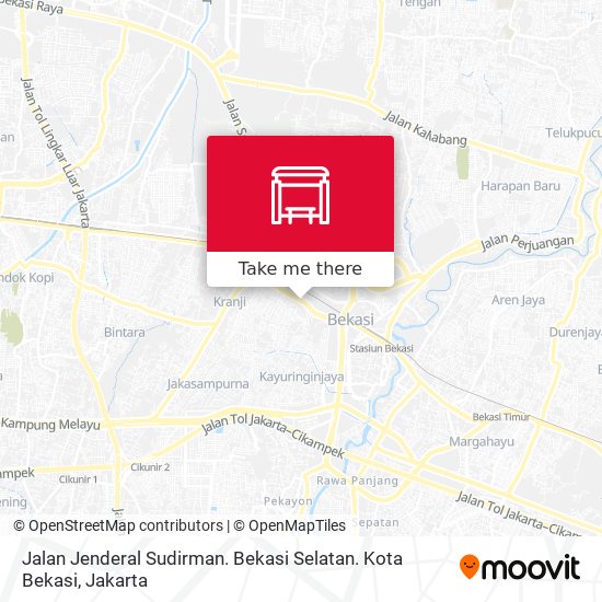 Jalan Jenderal Sudirman. Bekasi Selatan. Kota Bekasi map