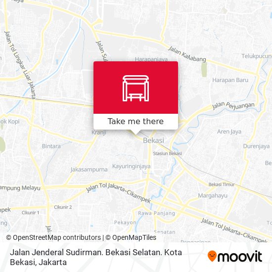 Jalan Jenderal Sudirman. Bekasi Selatan. Kota Bekasi map