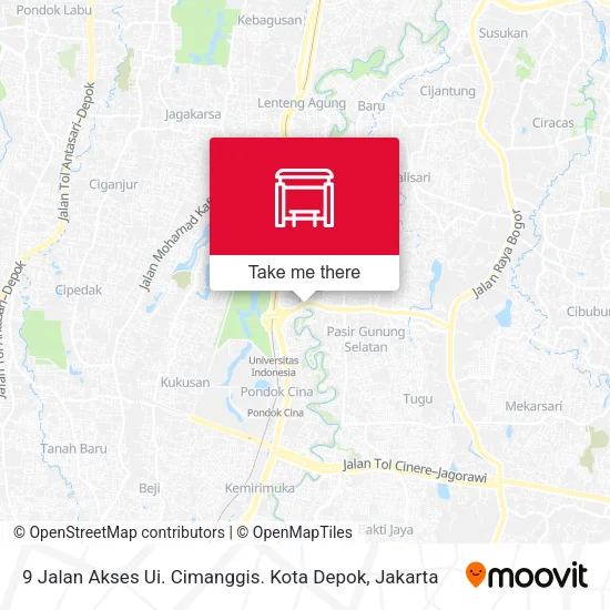 9 Jalan Akses Ui. Cimanggis. Kota Depok map