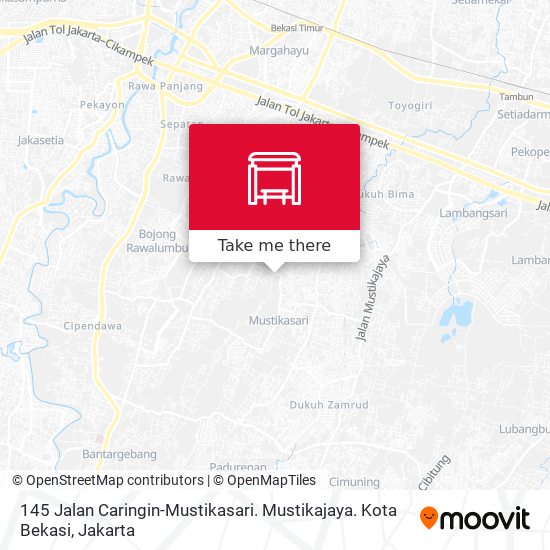 145 Jalan Caringin-Mustikasari. Mustikajaya. Kota Bekasi map