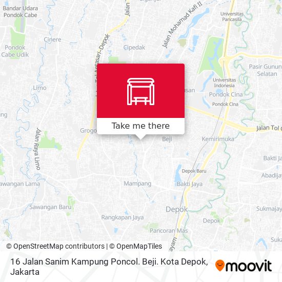 16 Jalan Sanim Kampung Poncol. Beji. Kota Depok map