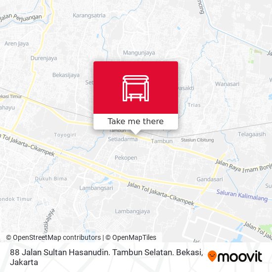 88 Jalan Sultan Hasanudin. Tambun Selatan. Bekasi map