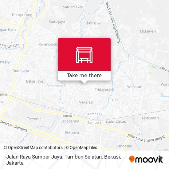 Jalan Raya Sumber Jaya. Tambun Selatan. Bekasi map