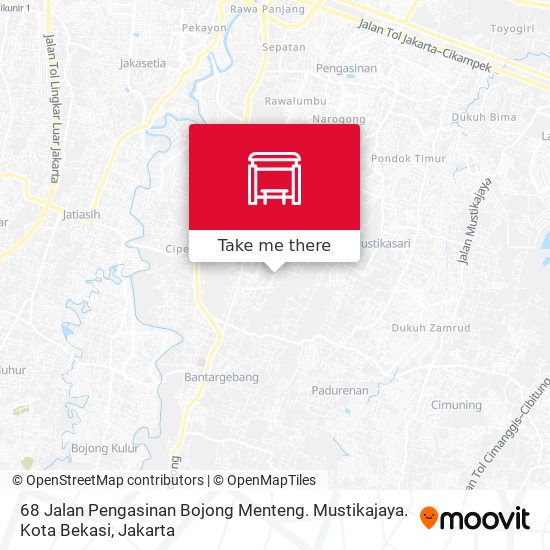 68 Jalan Pengasinan Bojong Menteng. Mustikajaya. Kota Bekasi map
