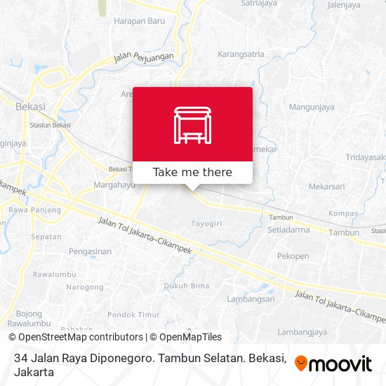 34 Jalan Raya Diponegoro. Tambun Selatan. Bekasi map