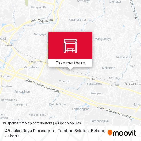 45 Jalan Raya Diponegoro. Tambun Selatan. Bekasi map