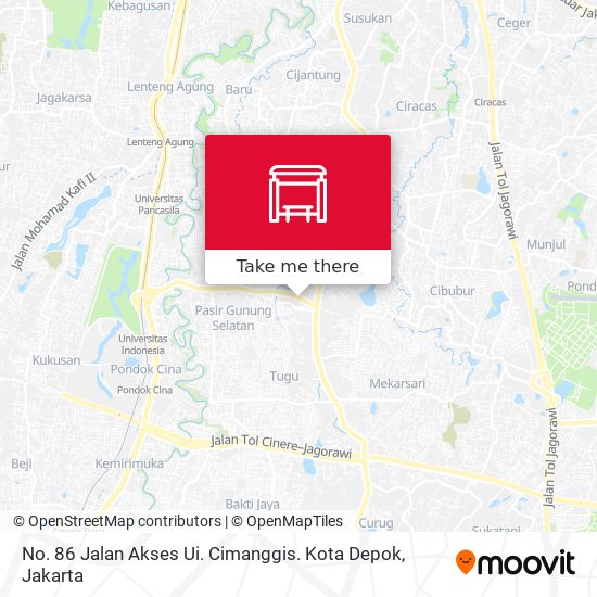 No. 86 Jalan Akses Ui. Cimanggis. Kota Depok map