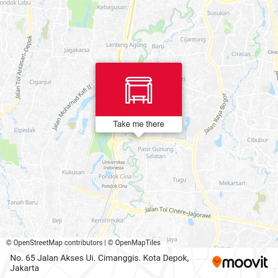 No. 65 Jalan Akses Ui. Cimanggis. Kota Depok map