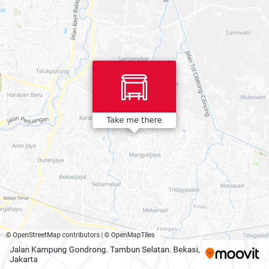 Jalan Kampung Gondrong. Tambun Selatan. Bekasi map