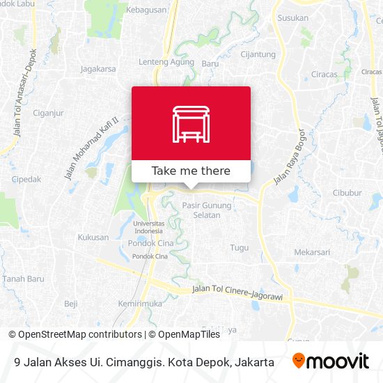 9 Jalan Akses Ui. Cimanggis. Kota Depok map