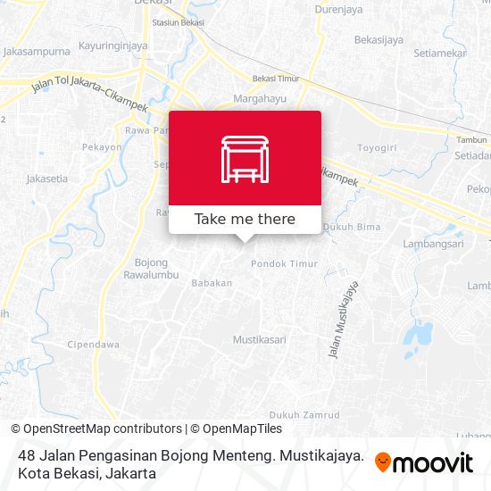 48 Jalan Pengasinan Bojong Menteng. Mustikajaya. Kota Bekasi map