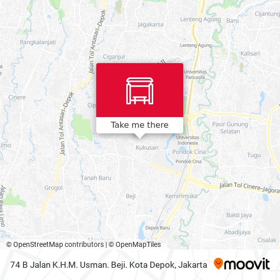 74 B Jalan K.H.M. Usman. Beji. Kota Depok map
