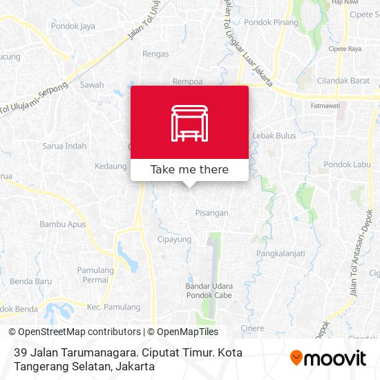 39 Jalan Tarumanagara. Ciputat Timur. Kota Tangerang Selatan map