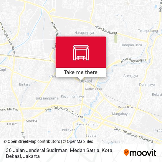 36 Jalan Jenderal Sudirman. Medan Satria. Kota Bekasi map