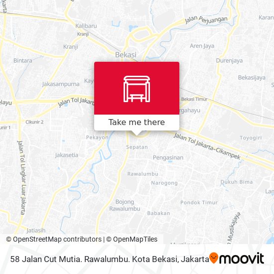 58 Jalan Cut Mutia. Rawalumbu. Kota Bekasi map