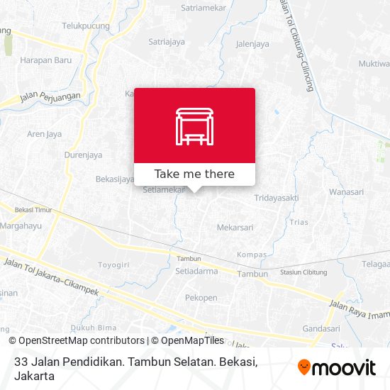 33 Jalan Pendidikan. Tambun Selatan. Bekasi map