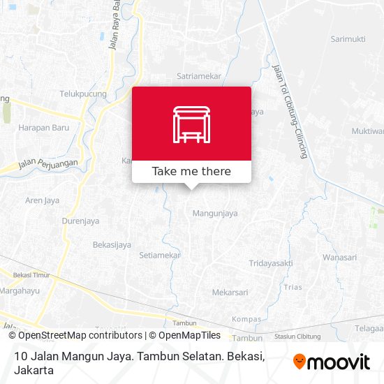 10 Jalan Mangun Jaya. Tambun Selatan. Bekasi map