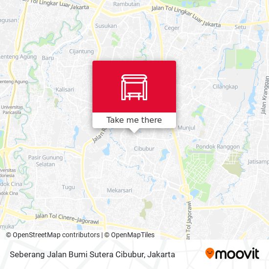 Seberang Jalan Bumi Sutera Cibubur map