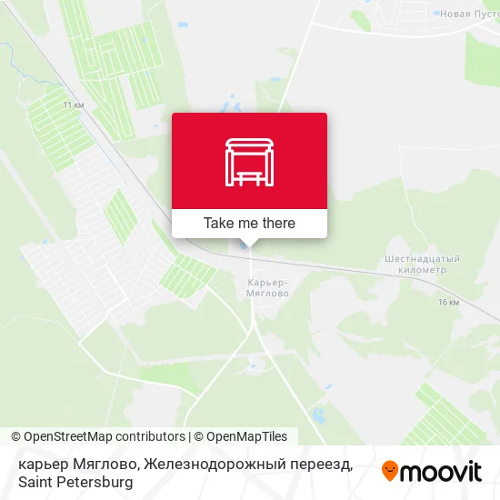 карьер Мяглово, Железнодорожный переезд map
