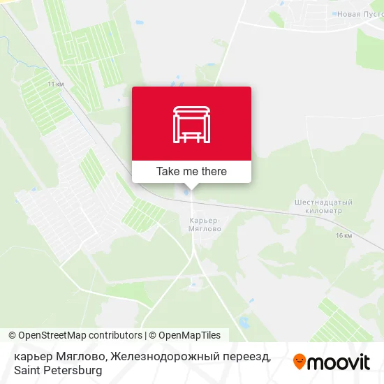 карьер Мяглово, Железнодорожный переезд map