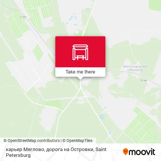 карьер Мяглово, дорога на Островки map