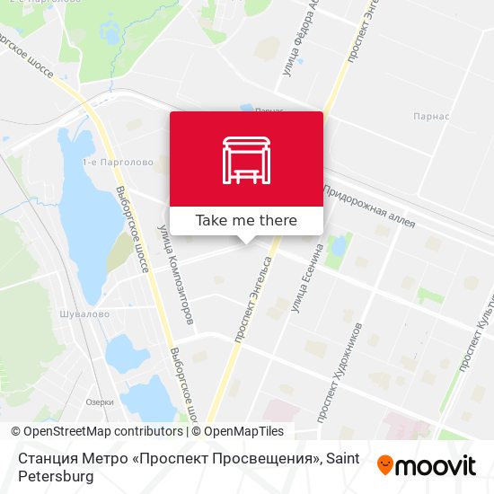 Станция Метро «Проспект Просвещения» map
