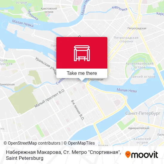 Набережная Макарова, Ст. Метро "Спортивная" map