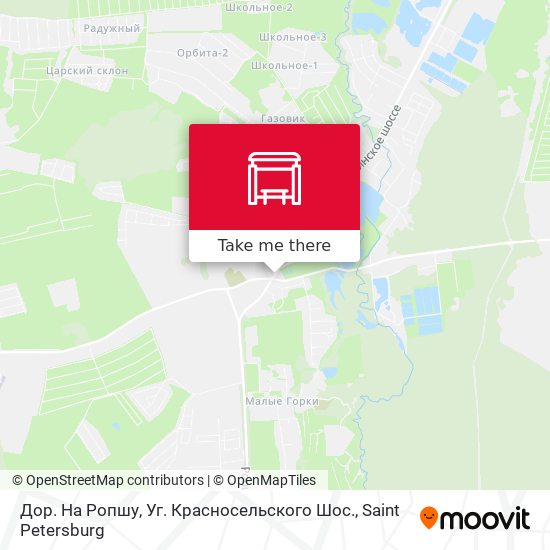 Дор. На Ропшу, Уг. Красносельского Шос. map