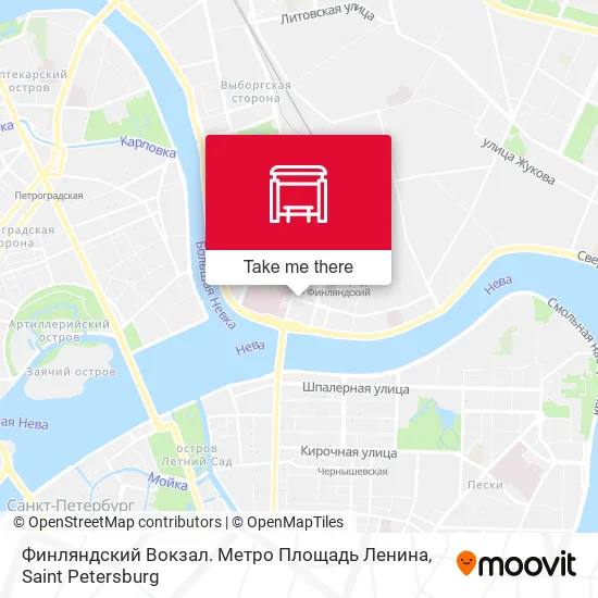 Финляндский Вокзал. Метро Площадь Ленина map