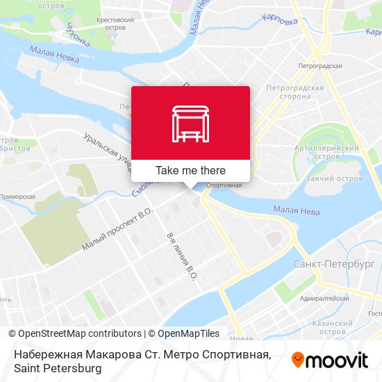 Набережная Макарова Ст. Метро Спортивная map