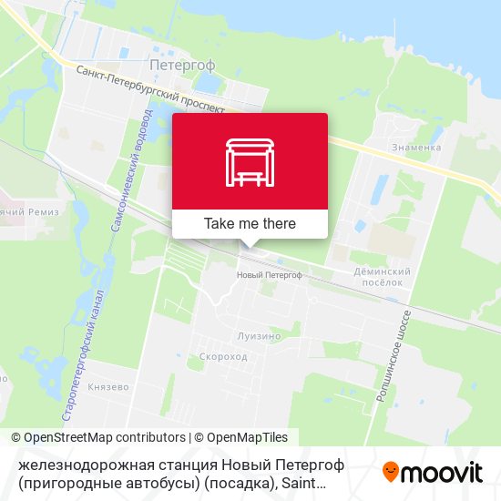 железнодорожная станция Новый Петергоф (пригородные автобусы) (посадка) map