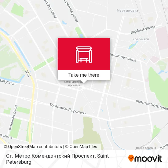Ст. Метро Комендантский Проспект map