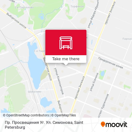 Пр. Просвещения Уг. Ул. Симонова map