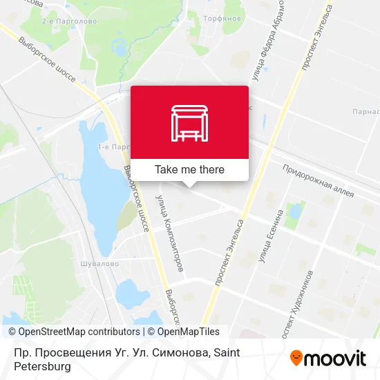 Пр. Просвещения Уг. Ул. Симонова map