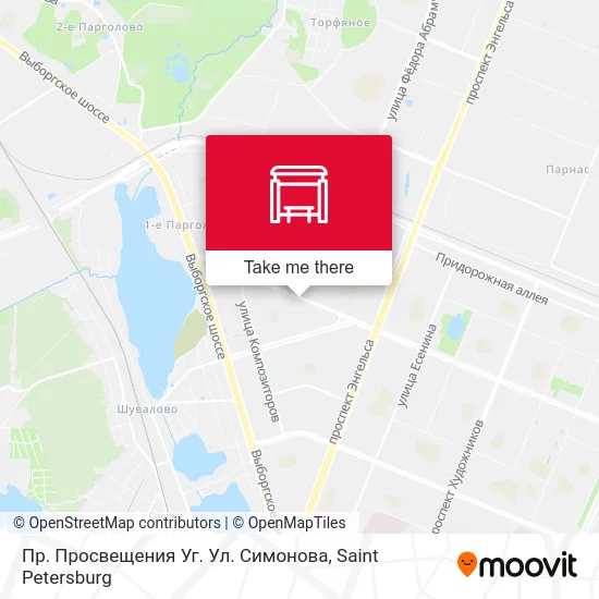 Пр. Просвещения Уг. Ул. Симонова map