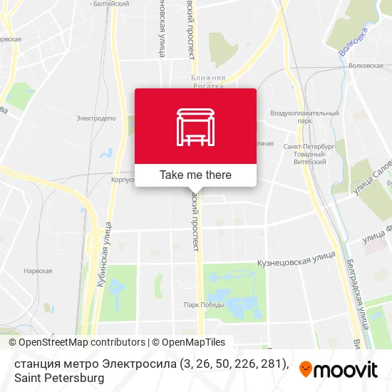 станция метро Электросила (3, 26, 50, 226, 281) map