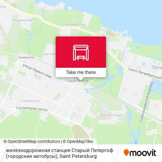 железнодорожная станция Старый Петергоф (городские автобусы) map