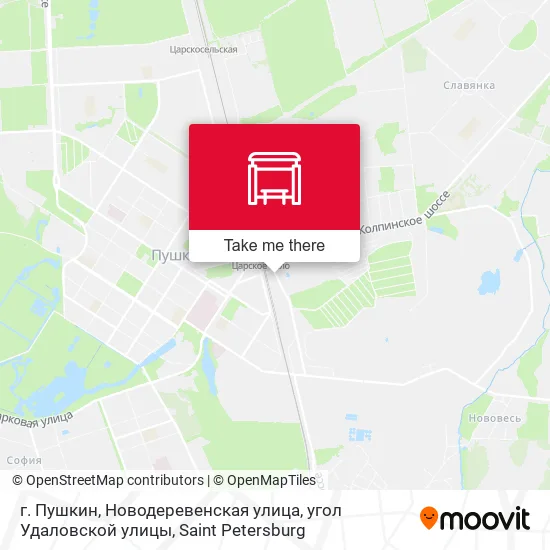 г. Пушкин, Новодеревенская улица, угол Удаловской улицы map