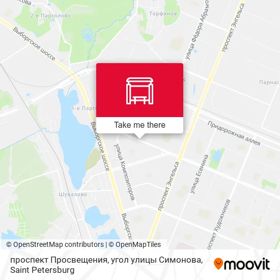 проспект Просвещения, угол улицы Симонова map