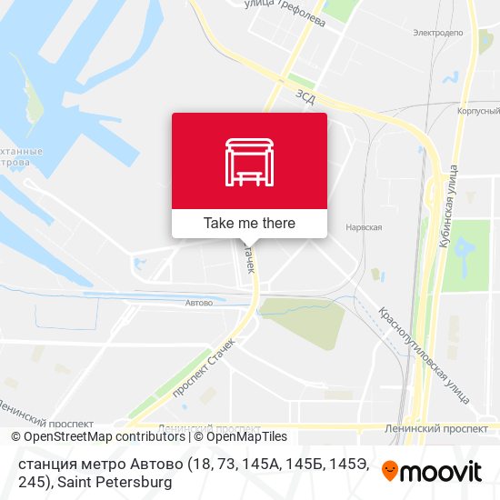 станция метро Автово (18, 73, 145А, 145Б, 145Э, 245) map