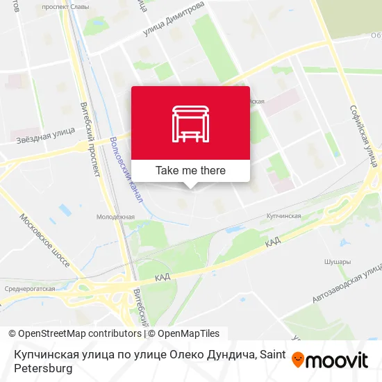 Купчинская улица по улице Олеко Дундича map