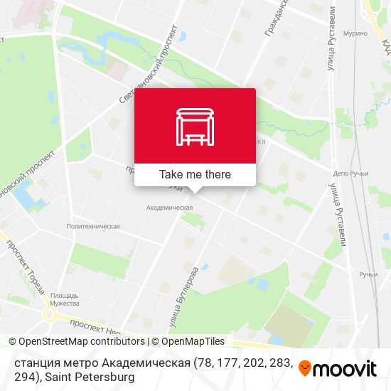 станция метро Академическая (78, 177, 202, 283, 294) map