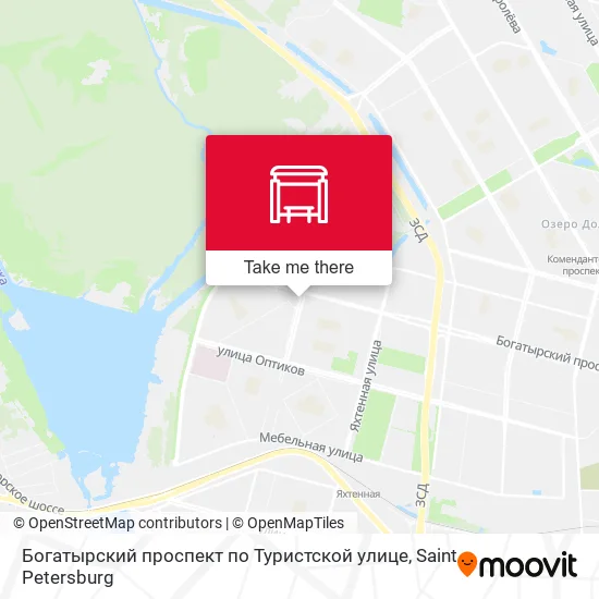 Богатырский проспект по Туристской улице map